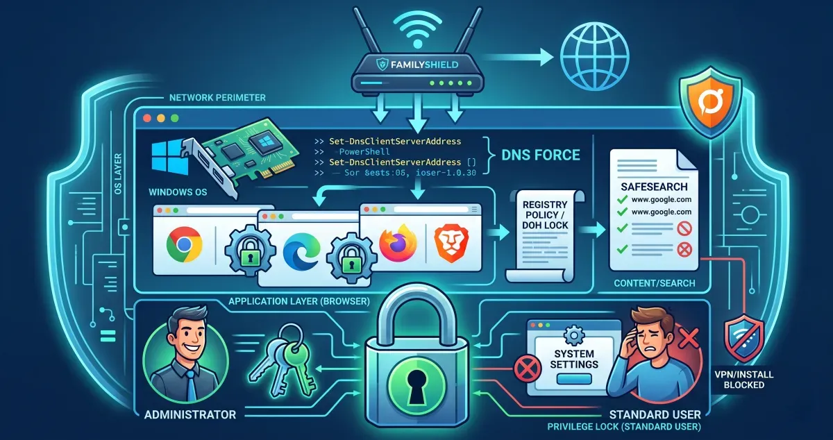 Un-bypassable Windows Hardening for Content Filtering