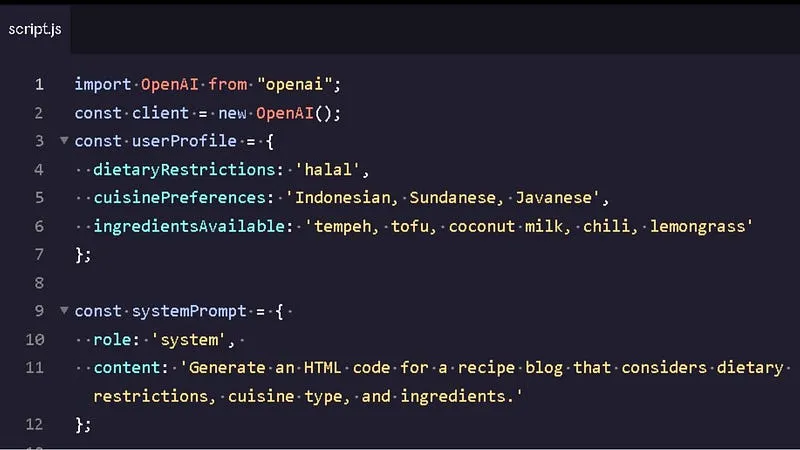 OpenAI JavaScript API: Building a Recipe Blog