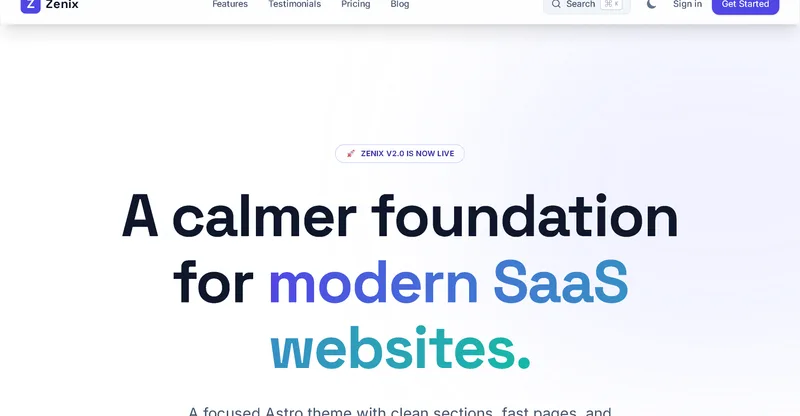 Zenix Theme website screenshot